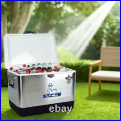 Yakimoto Retro Metal Ice Chest Picnic Cooler with Handle & Opener, 54Qt Ice Chest