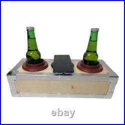 Yakimoto Retro ice chest cooler, With wireless charging, Wood and metal, portable