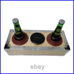 Yakimoto Retro ice chest cooler, With wireless charging, Wood and metal, portable