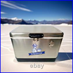 Yakimoto Silver Retro Ice box Cooler with Bottle Opener 51L 54Qt, Stainless Steel