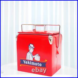 Yakimoto Small Lunch Cooler, Portable Metal Ice Chest for Outdoor