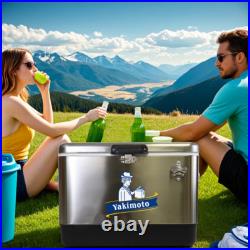 Yakimoto Stainless Steel Vintage Style Silver Cooler Chest, 51L/54Qt, portable Yakimoto Stainless Steel Vintage Style Silver Cooler Chest, 51L/54Qt, portable