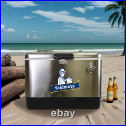 Yakimoto Stainless Steel Vintage Style Silver Cooler Chest, 51L/54Qt, portable Yakimoto Stainless Steel Vintage Style Silver Cooler Chest, 51L/54Qt, portable