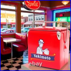 Yakimoto Vintage 14Qt Portable Metal Ice Chest Keeps Beverages and Food Chilled