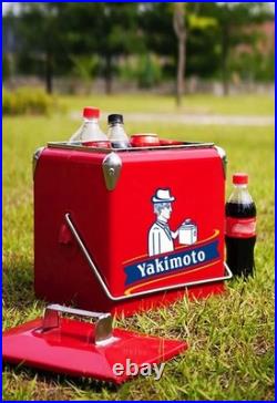 Yakimoto Vintage 14Qt Portable Metal Ice Chest Keeps Beverages and Food Chilled