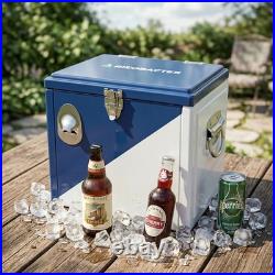 Yakimoto Vintage 16Qt Portable Metal Cooler Box for Camping, Rare -Reflex Blue