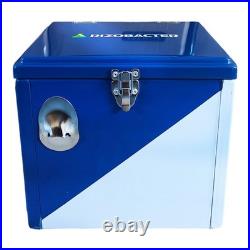 Yakimoto Vintage 16Qt Portable Metal Cooler Box for Camping, Rare -Reflex Blue