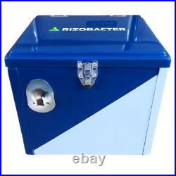 Yakimoto Vintage 16Qt Portable Metal Cooler Box for Camping, Rare -Reflex Blue