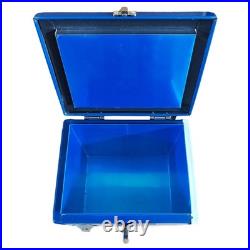 Yakimoto Vintage 16Qt Portable Metal Cooler Box for Camping, Rare -Reflex Blue