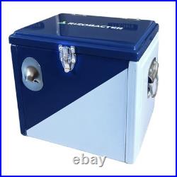 Yakimoto Vintage 16Qt Portable Metal Cooler Box for Camping, Rare -Reflex Blue