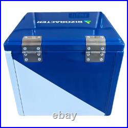 Yakimoto Vintage 16Qt Portable Metal Cooler Box for Camping, Rare -Reflex Blue