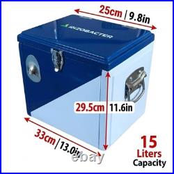 Yakimoto Vintage 16Qt Portable Metal Cooler Box for Camping, Rare -Reflex Blue