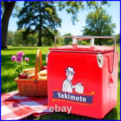 Yakimoto Vintage Metal 13L/14Qt Ice Box Cooler, Portable for Camping Picnic BBQs