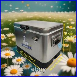 Yakimoto Vintage Metal Cooler 51L Stainless Steel for Fishing BBQ RV Ice Chest