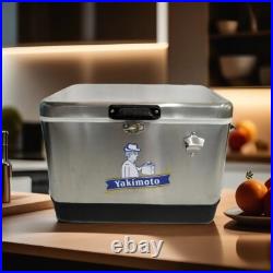 Yakimoto Vintage Metal Cooler 51L Stainless Steel for Fishing BBQ RV Ice Chest
