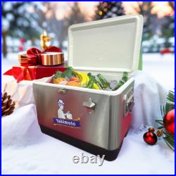 Yakimoto Vintage Metal Cooler 51L Stainless Steel for Fishing BBQ RV Ice Chest