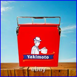 Yakimoto Vintage Metal Ice Box, 14Qt Cooler, Portable for RV Travel Essentials