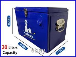 Yakimoto Vintage Metal Ice Chest Cooler, 15L& 20L capacity, rare Reflex Blue