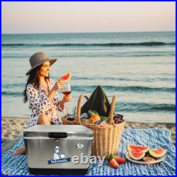 Yakimoto Vintage Silver Stainless Steel Ice Chest, 54Qt Cooler for Sturdy