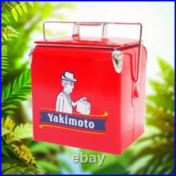 Yakimoto Vintage ice chest 14Qt Metal Cooler box, red, Portable and high quality