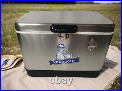 Yakimoto retro Ice Chest Cooler box with Bottle Opener, 51L 54Qt, Stainless Steel