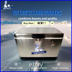 Yakimoto vintage metal ice chest with Bottle Opener, 51L silvery Cooler Portable Yakimoto vintage metal ice chest with Bottle Opener, 51L silvery Cooler Portable