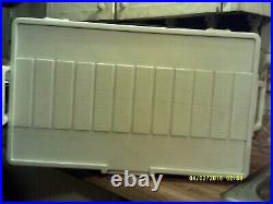 Year 1972 coleman large ice cooler metal=plastic 13 TL= 13WD= 22 LONG