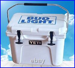 Yeti Roadie 20 Cooler White BUDWEISER BUD LIGHT BEER Metal Handle